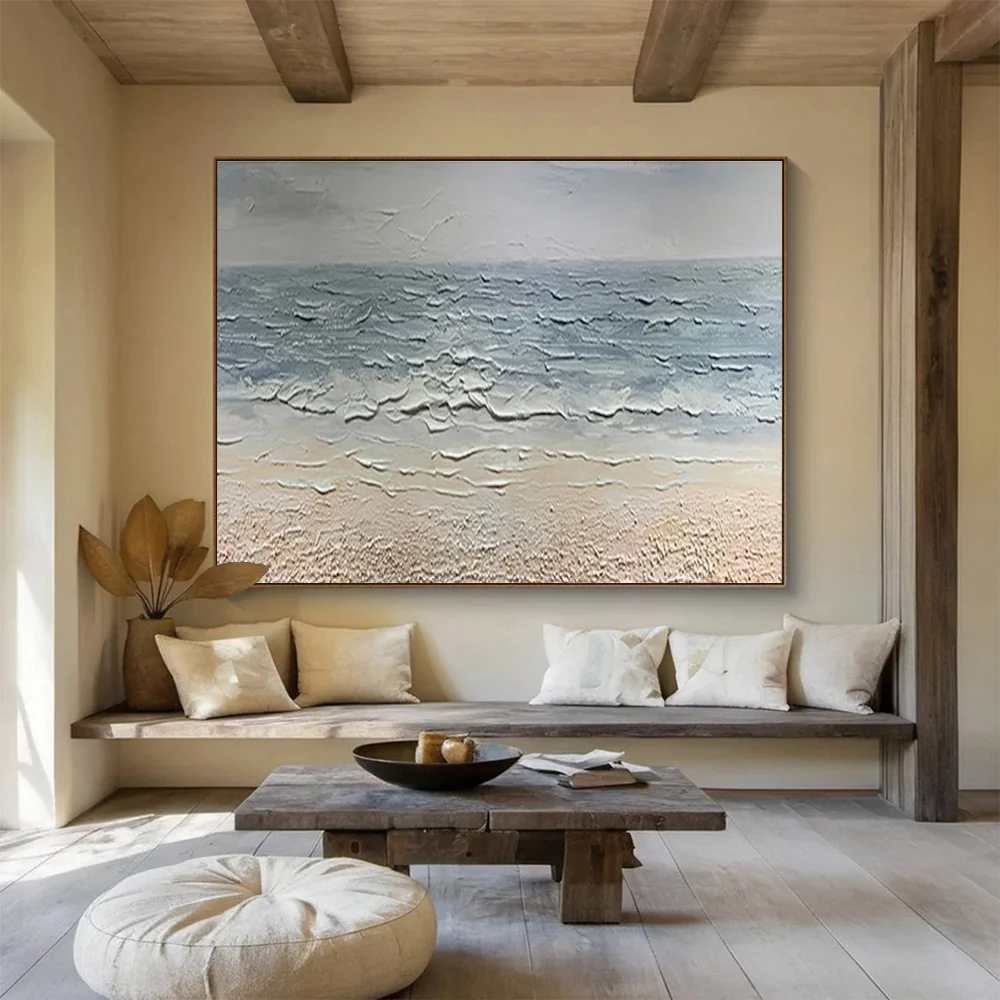 Sea Original Painting Shore Minimal Canvas Artwork Y60C2